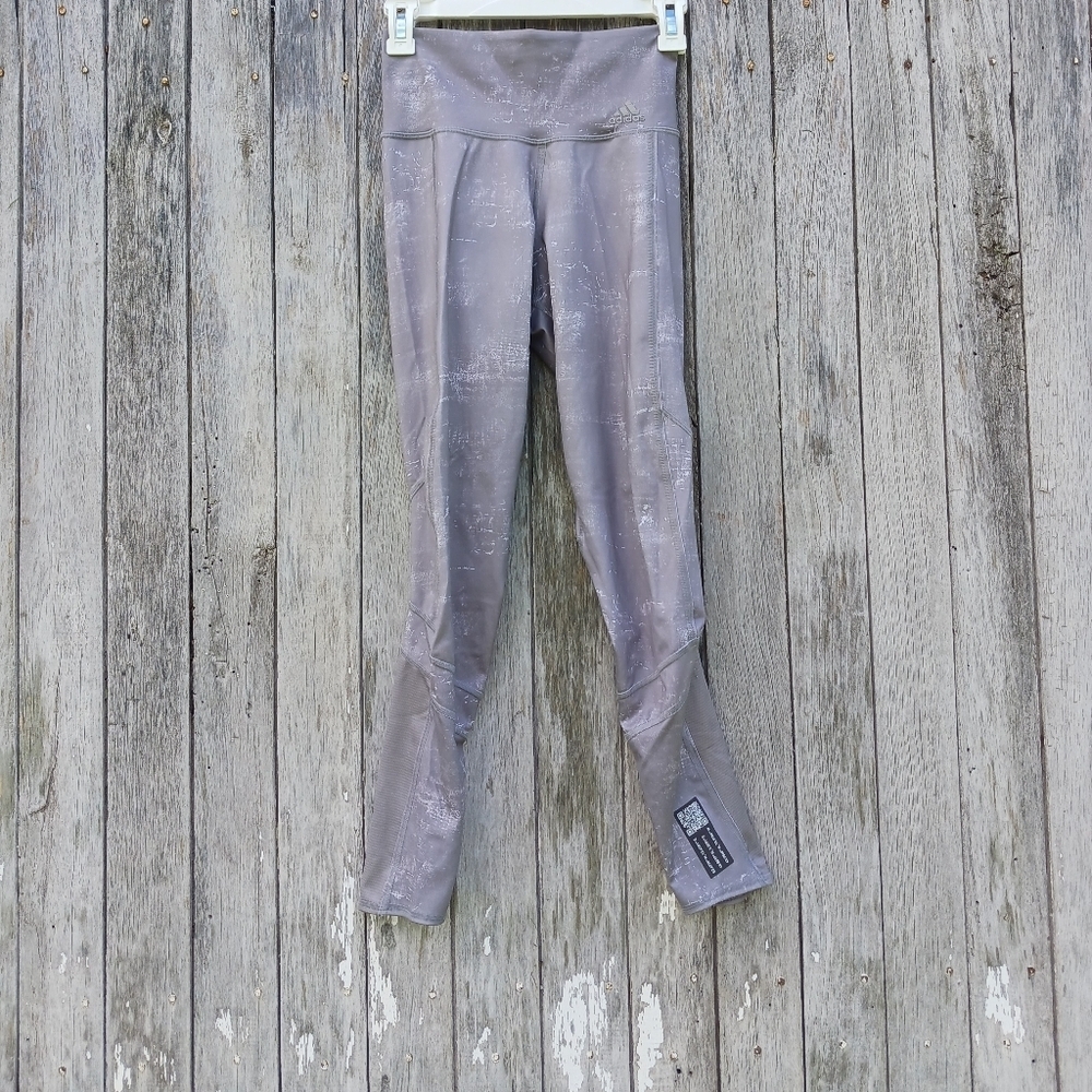 Adidas Running Leggings Womens Sz XS How‎ We Do It HD Tights High Waist 7/8 Gray